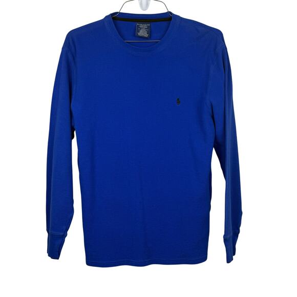 Polo Ralph Lauren Blue Waffle Knit Thermal Shirt L Lounge Sleep Top Minimalist - Picture 2 of 7